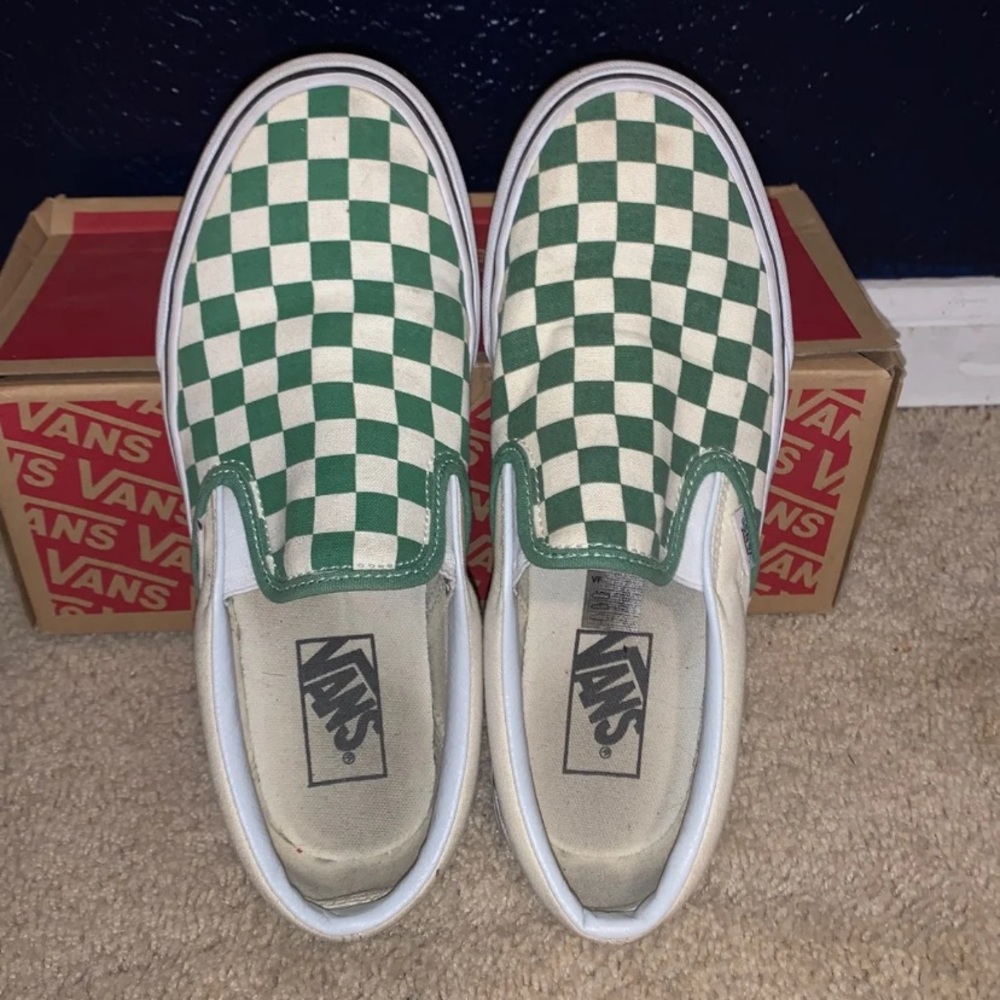 Green slip on vans